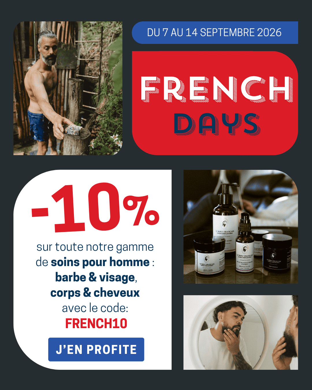 French Days 2026 -10% sur tous les soins pour homme Le Bouc Français